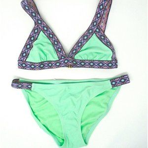 BANDAGE AZTEC PRINT MINT & PURPLE BIKINI